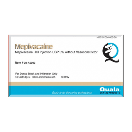 Mepivacaine HCL 3% Plain 50/bx - Quala 920-08-A0003 - DENTAMED USA
