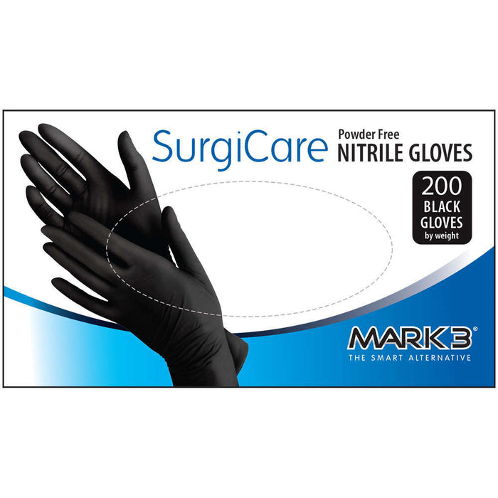 MARK3 -100-1953 SurgiCare Nitrile Exam Gloves 200/bx Black