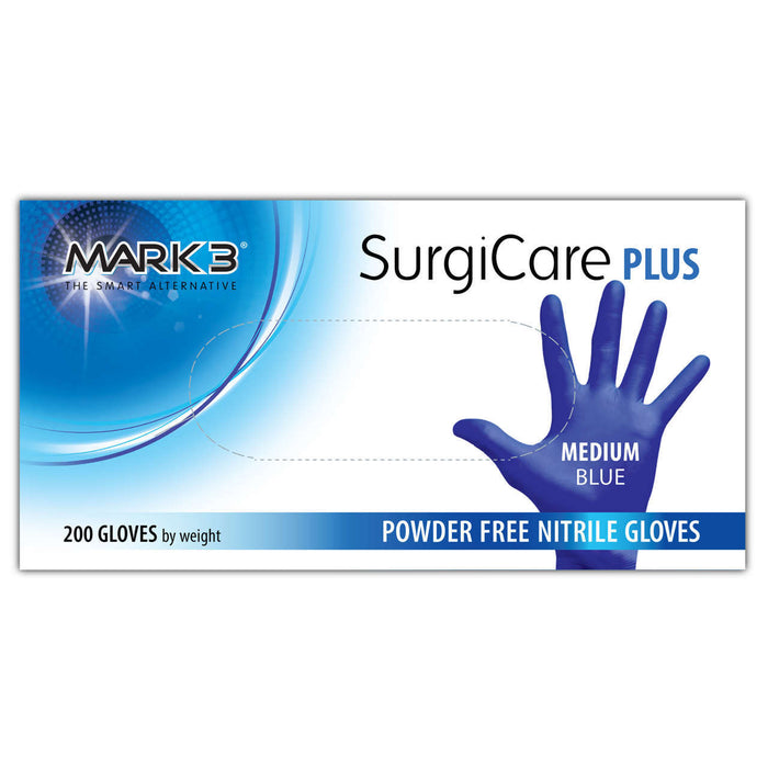 MARK3 SurgiCare Plus Nitrile Exam Gloves Blue 200/bx-100-1930