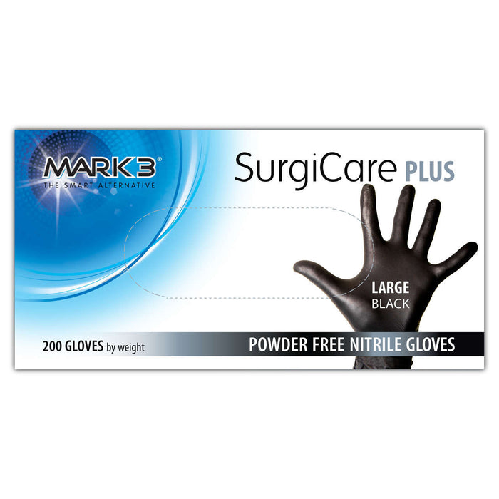 MARK3 SurgiCare Plus Nitrile Exam Gloves Black 200/bx-100-1921