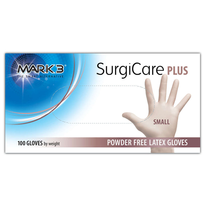 MARK3 SurgiCare Plus Latex Exam Gloves 100/bx -100-1911