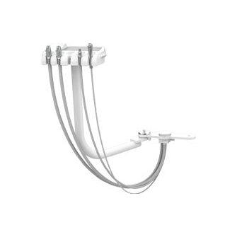 ADS Dental chair-mounted swing rear assistant vacuum package for dental units, featuring hoses and control components.