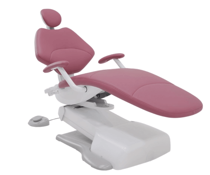 ADS Dental AJ18 ergonomic dental chair with adjustable headrest and armrests, designed for patient comfort and dental procedures.