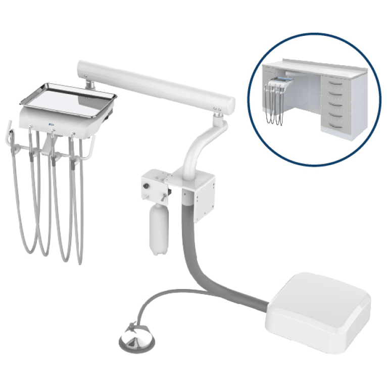 ADS Classic Cabinet Wakk Side Mount Dr Delivery System for dental clinics, featuring compact design and multiple instrument ports.