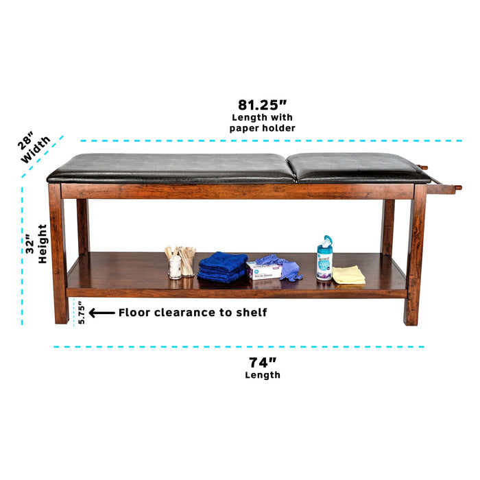 Viva Comfort Noble-Line Mahogany Wooden Exam Table With Full Shelf 996-03-MA