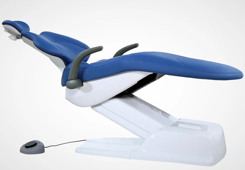 ADS Dental AJ12 patient chair with adjustable headrest and plush upholstery, designed for comfortable dental procedures.