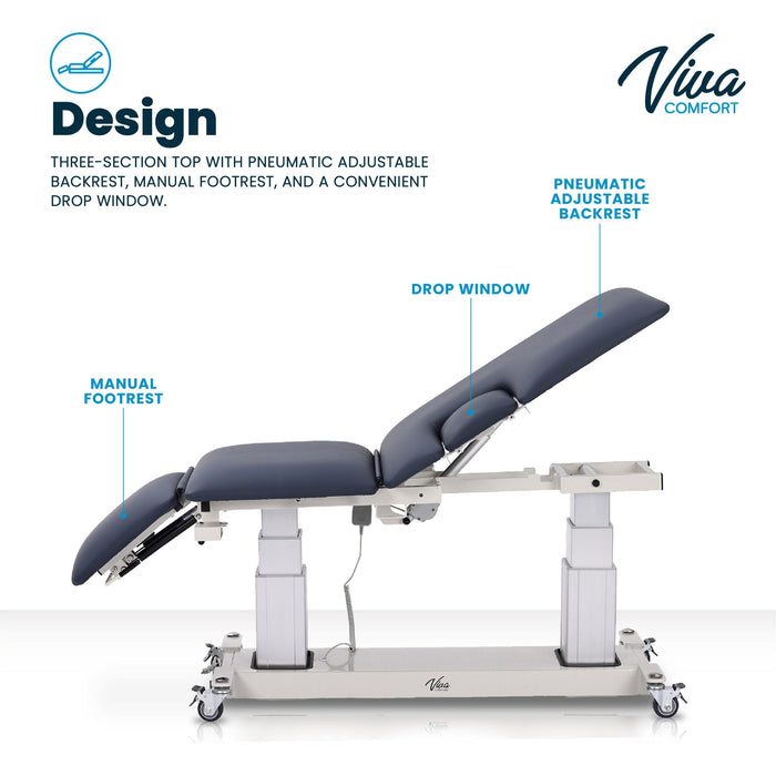 Viva Comfort Elite-Line Multi-Use Imaging Power Table with 3-Section Top & Drop Window 903-04