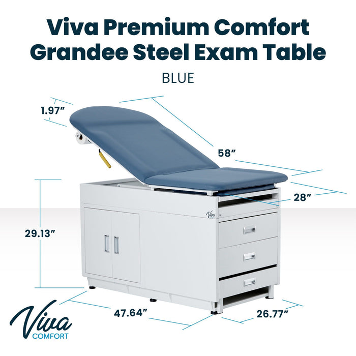 Viva Comfort Premium Comfort Grande Steel Exam Table ADI996-09-S2-BLK