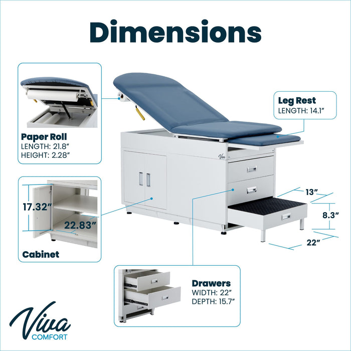 Viva Comfort Premium Comfort Grande Steel Exam Table ADI996-09-S2-BLK