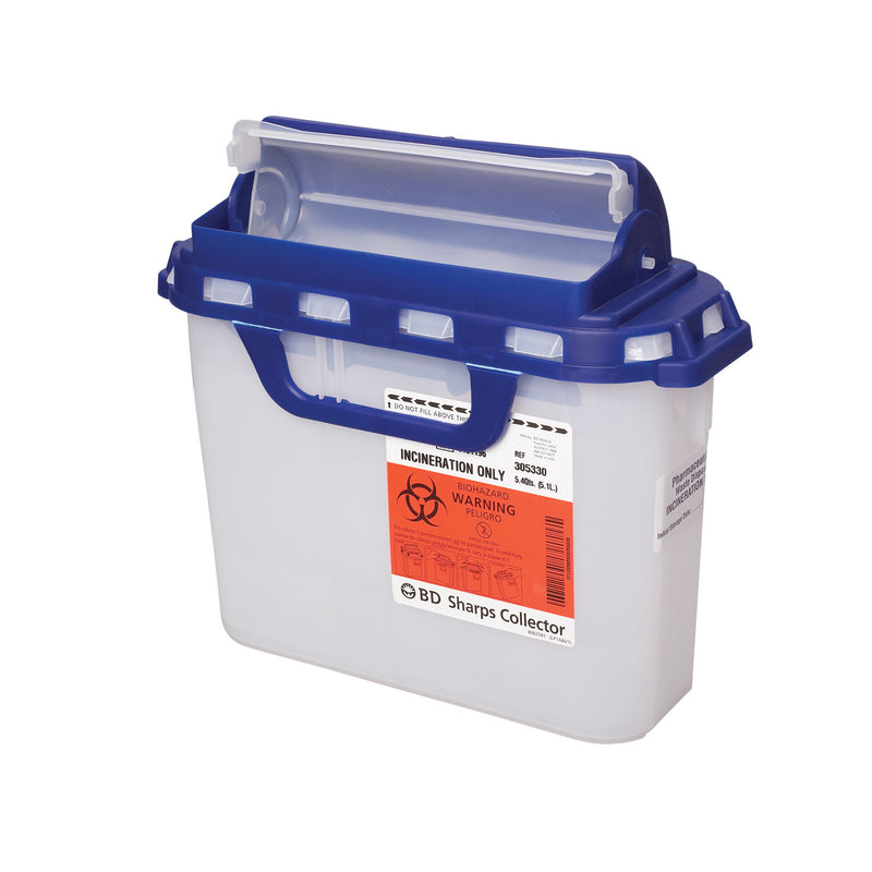 Sharps Collector, 5.4 Qt, Pharmacy Dual Opening Hinged Top, 50% Recycled Plastic, 20/cs (12 cs/plt) (Continental US Only) (Drop Ship Requires Pre-Approval)