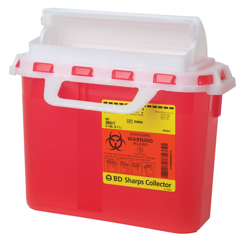Sharps Collector, 5.4 Qt, Next Generation, Counter Balanced Door, Red, 20/cs (12 cs/plt) (Continental US Only) (Drop Ship Requires Pre-Approval)