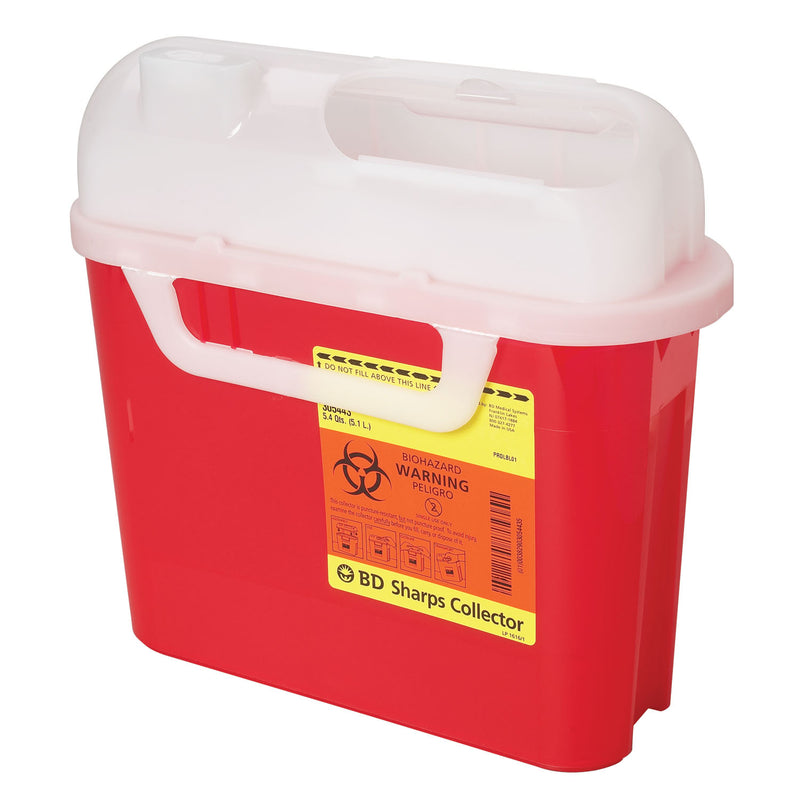 Sharps Collector, 5.4 Qt, Side Entry, Red, 20/cs (12 cs/plt) (Continental US Only) (Drop Ship Requires Pre-Approval)