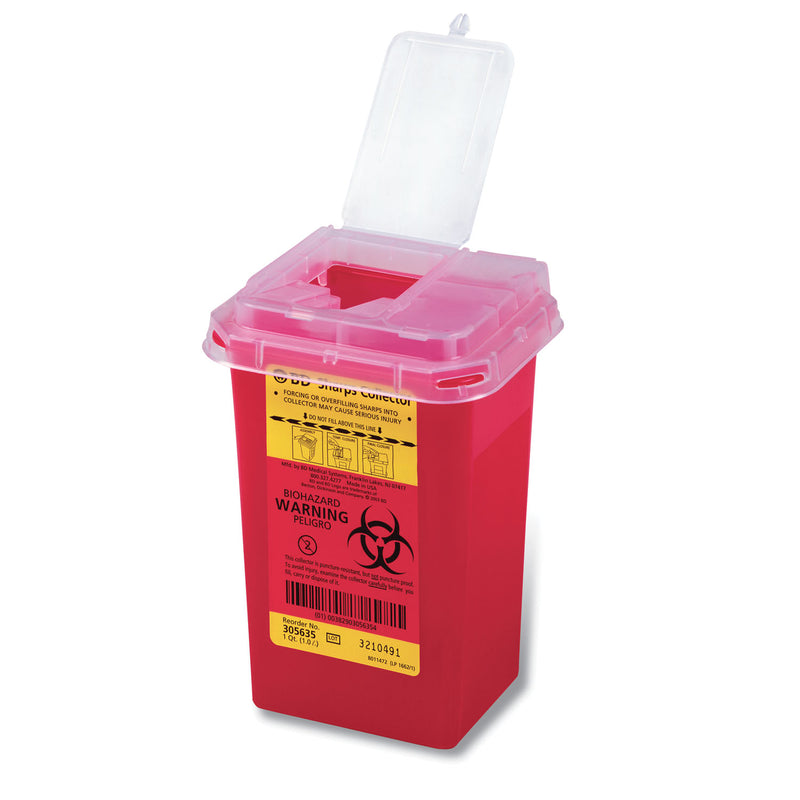 Sharps Collector, 1.0 Qt, Phlebotomy, Red, 60/cs (Continental US Only) (Drop Ship Requires Pre-Approval)