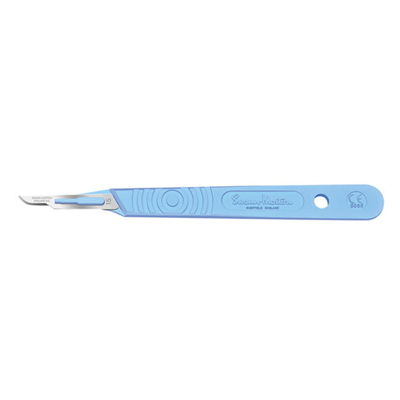 Scalpel, Swann Morton, Size 15, Blue Handle, Disposable, Sterile, 10/bx (DROP SHIP ONLY)
