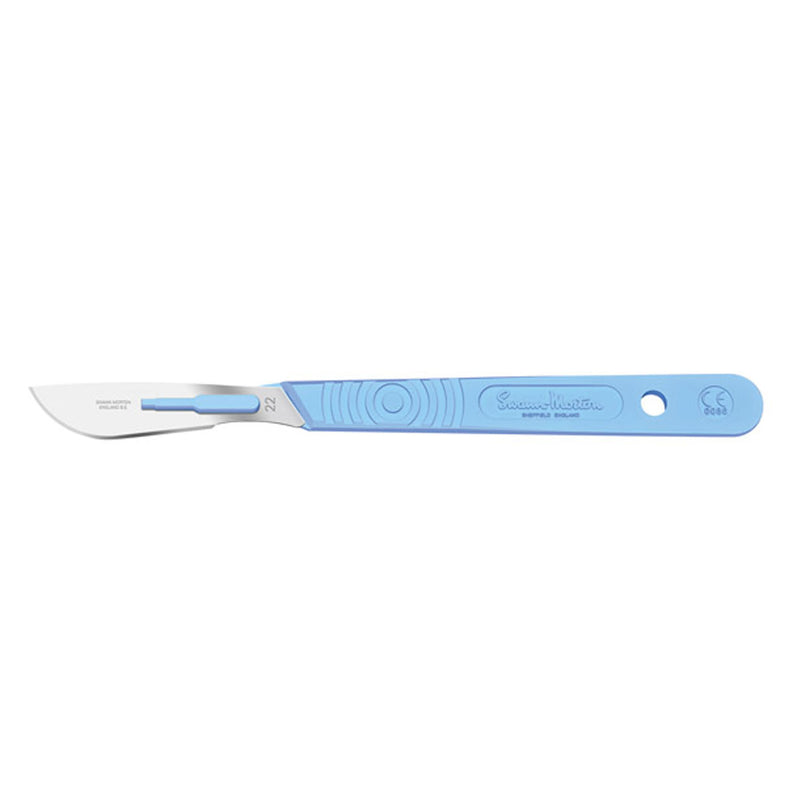 Scalpel, Swann Morton, Size 22, Blue Handle, Disposable, Sterile, 10/bx (DROP SHIP ONLY)