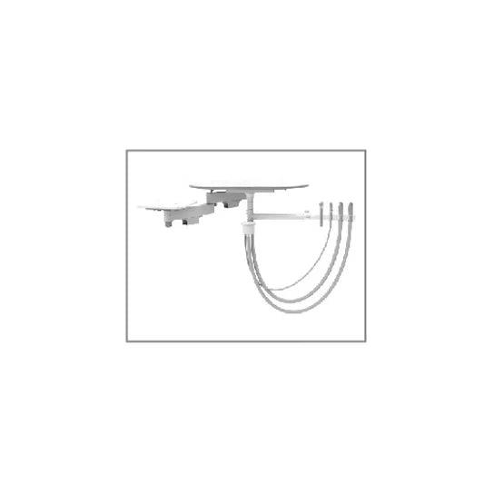 ADS Dental cabinet mount rear assistant vacuum package with table, featuring compact design for efficient dental office suction.