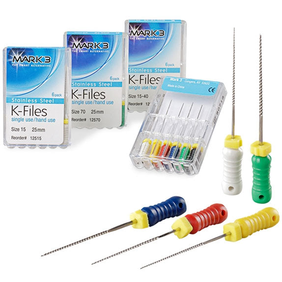 Dental K-Files 6/pk - MARK3 K-Files k-files-6-pk-mark3 DENTAMED USA K-files 21mm #06 6/pk - MARK3 100-12106, K-files 21mm #08 6/pk - MARK3