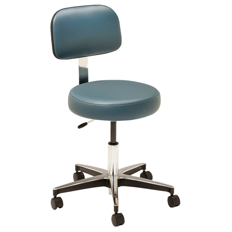 Stool, Pneumatic Hand Operated, Chrome Base with Ergo Backrest, Ultra-Schooner (DROP SHIP ONLY) (Continetal US & Canada)