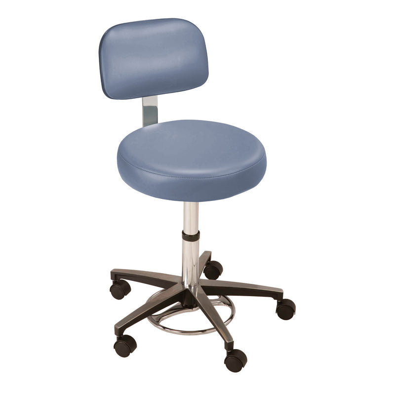 Stool, Pneumatic Foot Operated, with Ergo Backrest, Premium-Gunmetal (DROP SHIP ONLY) (Continetal US & Canada)