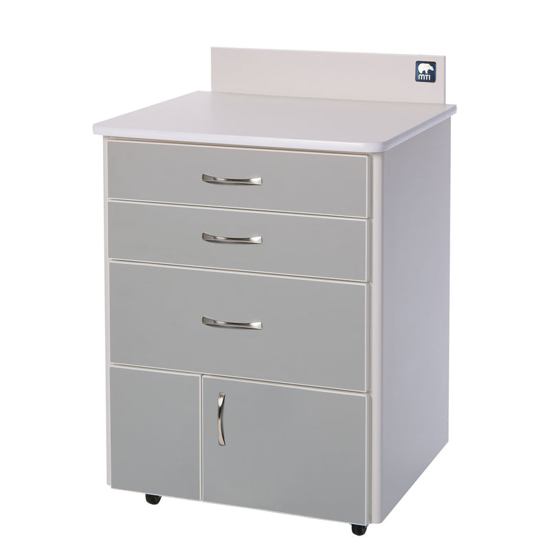 MTC-ASG Mobile Cabinet, 3-Drawer, 2-Door, with Locks, RH Laminate-Dove Grey, Trim-White (DROP SHIP ONLY) (Continetal US & Canada)