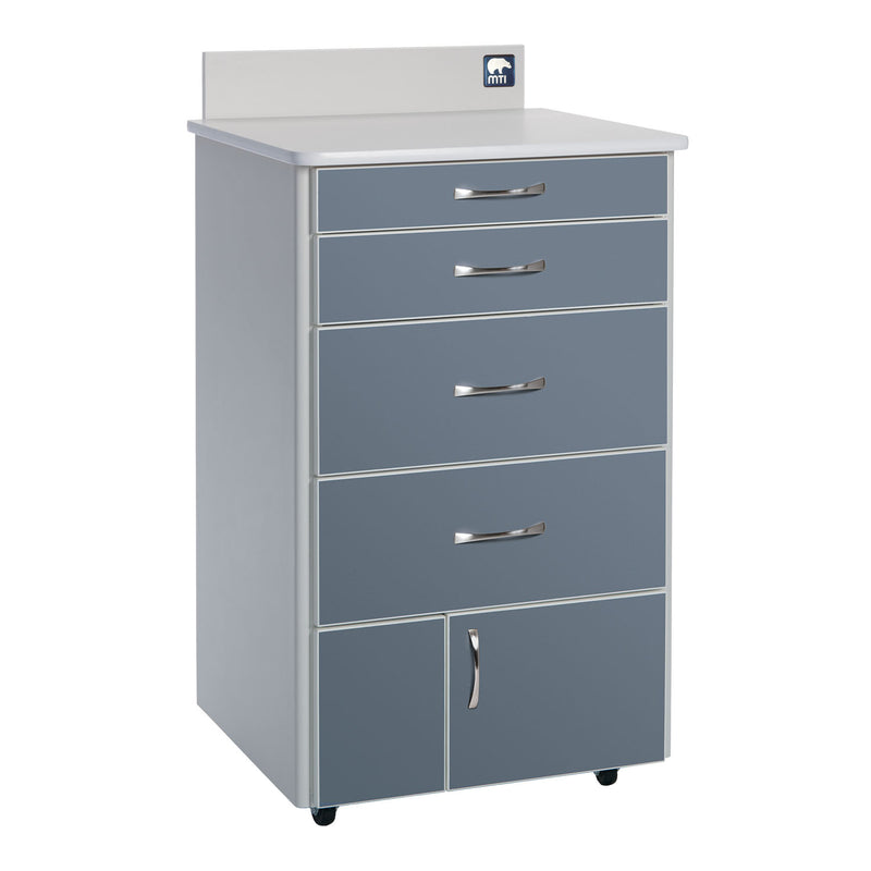 MTC-BSG Mobile Cabinet, 4-Drawer, 2-Door, with Locks, RH Laminate-Shadow, Trim-White (DROP SHIP ONLY) (Continetal US & Canada)