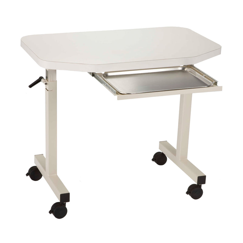 OSIT-1001 Instrument Table, with Edge Guard, Pull Out Tray, Laminate-Crystal, Trim-White (DROP SHIP ONLY) (Continetal US & Canada)