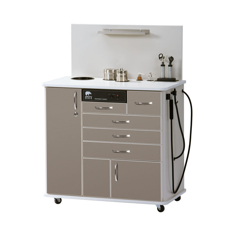 TC100CS ENT Cabinet, Sit-down with Side Storage, Standard Configuration 1, Laminate-Shadow, Trim-White (DROP SHIP ONLY) (Continetal US & Canada)