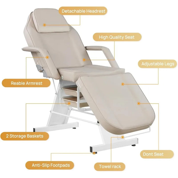 Facial Chair Massage Table 73inch Adjustable Tattoo Chair for Artist with Stool