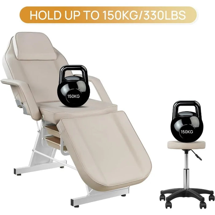 Facial Chair Massage Table 73inch Adjustable Tattoo Chair for Artist with Stool