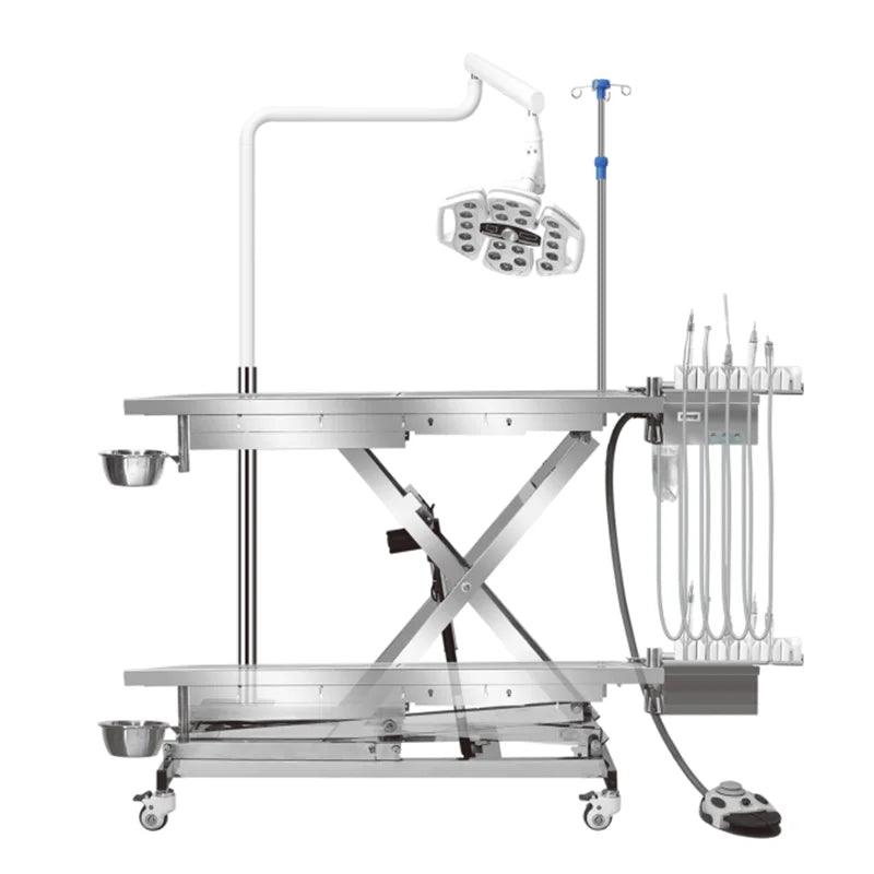 Multifunctional Mobile Veterinary Surgical Table with Dental Equipment and Large Castors