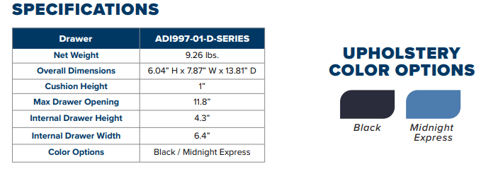 Viva Comford DRAWER For The Padded Blood Drawing Chair  997-01-D-BLK - DENTAMED USA