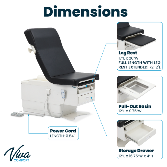 Viva Comfort Pointe Power Exam Table 996-10-Black/Blue