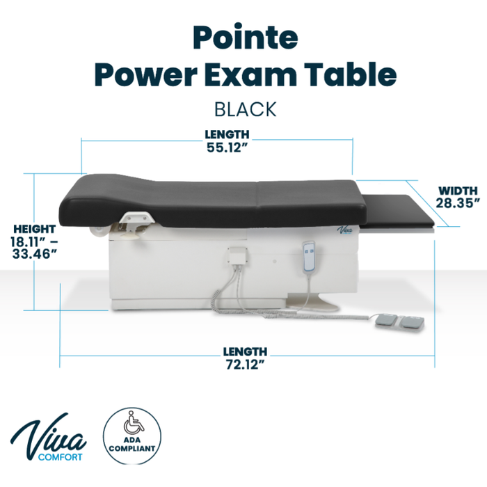 Viva Comfort Pointe Power Exam Table 996-10-Black/Blue