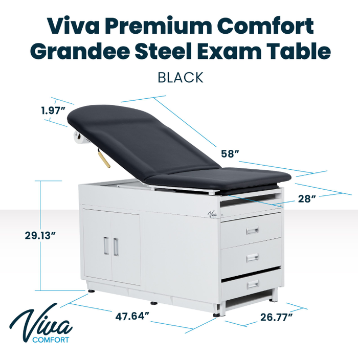 Viva Comfort 996-09-S-BLK Grande Steel Exam Table