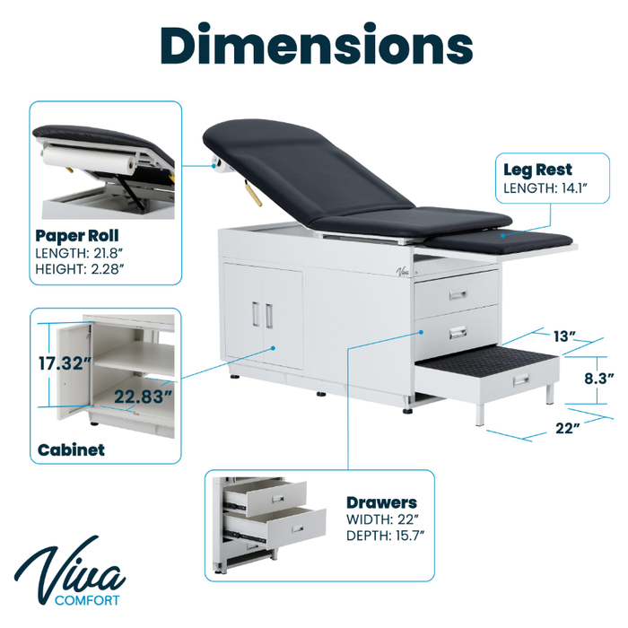 Viva Comfort 996-09-S-BLK Grande Steel Exam Table