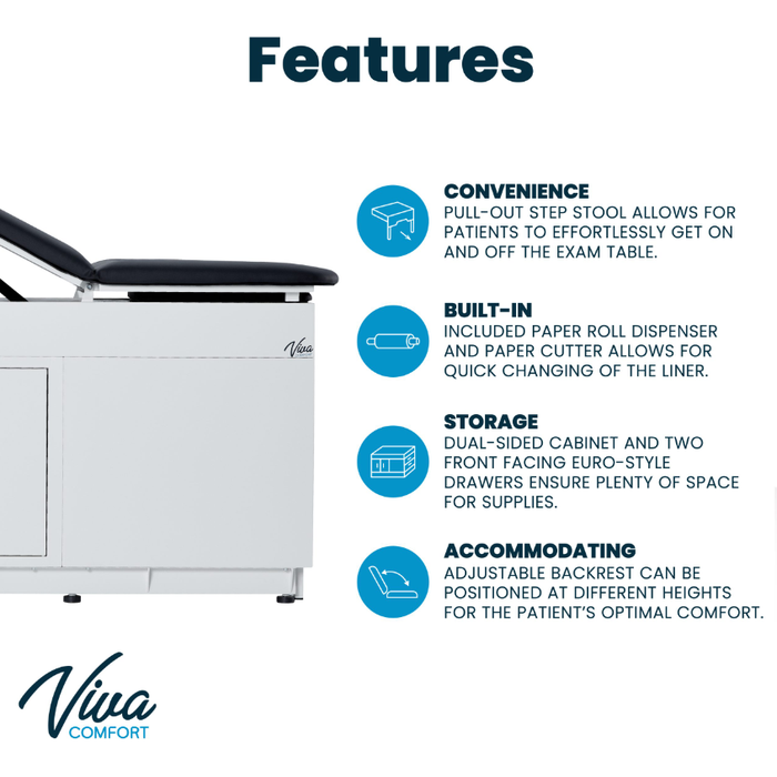 Viva Comfort 996-09-S-BLK Grande Steel Exam Table