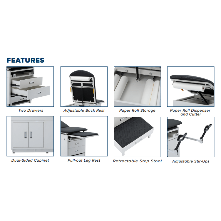 Viva Comfort 996-09-S-BLK Grande Steel Exam Table - DENTAMED USA