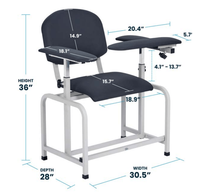 Viva Comford Padded Blood Drawing Chair 997-01-Blk - DENTAMED USA