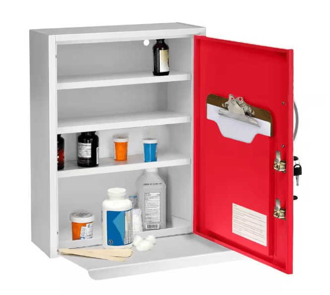 Viva Comford Medicine Cabinet W/ Pull-Out Shelf & Document Pocket Red 999-06-RED - DENTAMED USA
