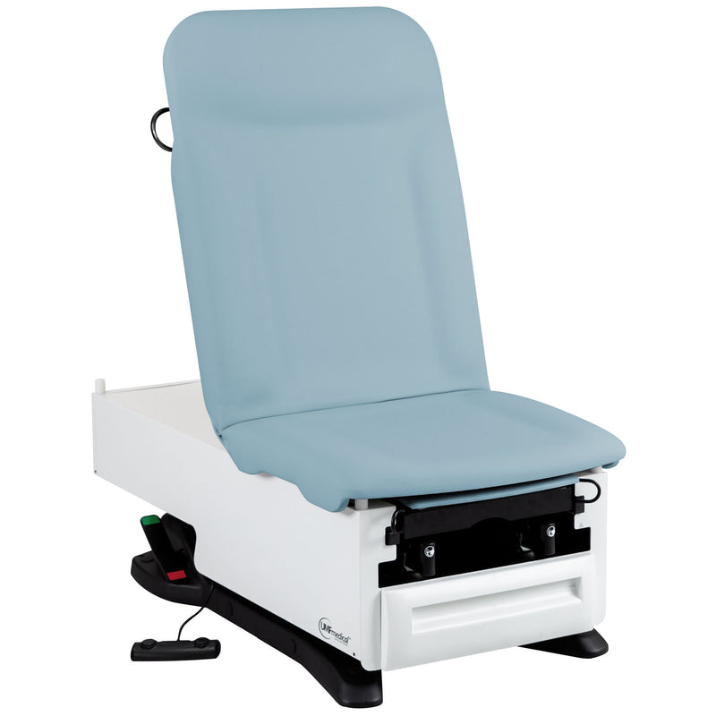 Exam Table, ProGlide, 3003-500-305 with OneTouch WheelBase System, Premium Upholstery, Pneumatic Backrest, Stirrups, Drain Pan, Electrical Receptacle, Drawer Warmer, Foot Control, Front Storage Drawer, Available in 16 Colors (DROP SHIP ONLY)