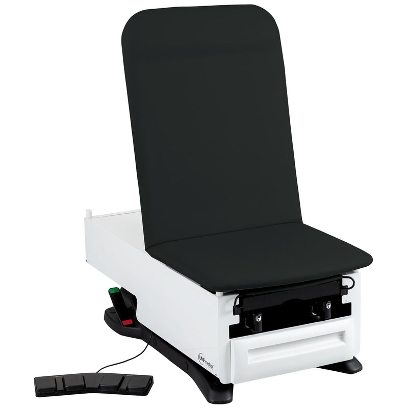 Exam Table, 3503-500-300 with OneTouch WheelBase System, Classic Upholstery, Power Backrest, Stirrups, Drain Pan, Electrical Receptacle, Drawer Warmer, Foot Control, Front Storage Drawer, Available in 16 Colors (DROP SHIP ONLY)