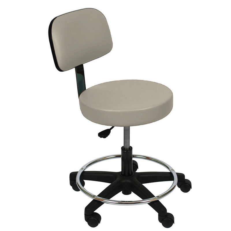 Ultra Comfort Stool with Foot Ring & Cushioned Backrest, Air Spring Height Adjustment with Soft Rubber Casters, Seamless Upholstery with PreFixx Protective Finish for Infection Prevention, Available in 16 Colors (DROP SHIP ONLY)