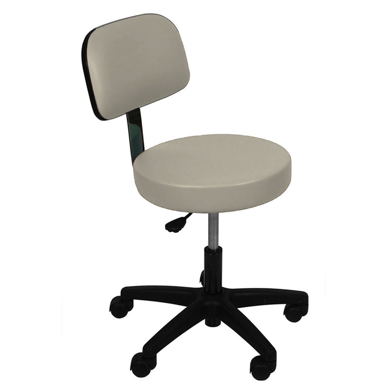 Ultra Comfort Stool with Cushioned Backrest, Air Spring Height Adjustment with Soft Rubber Casters, Seamless Upholstery with PreFixx Protective Finish for Infection Prevention, Available in 16 Colors (DROP SHIP ONLY)