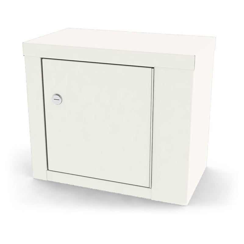 Narcotic Shelf, 7782, Steel with One (1) Shelf, Single Door, Single Lock, 14.125W (35.9cm) x 12 H (30.5cm) x 8.125D (20.6cm). Wall Mountable or Inside Cabinet Mountable, Quiet White (DROP SHIP ONLY)