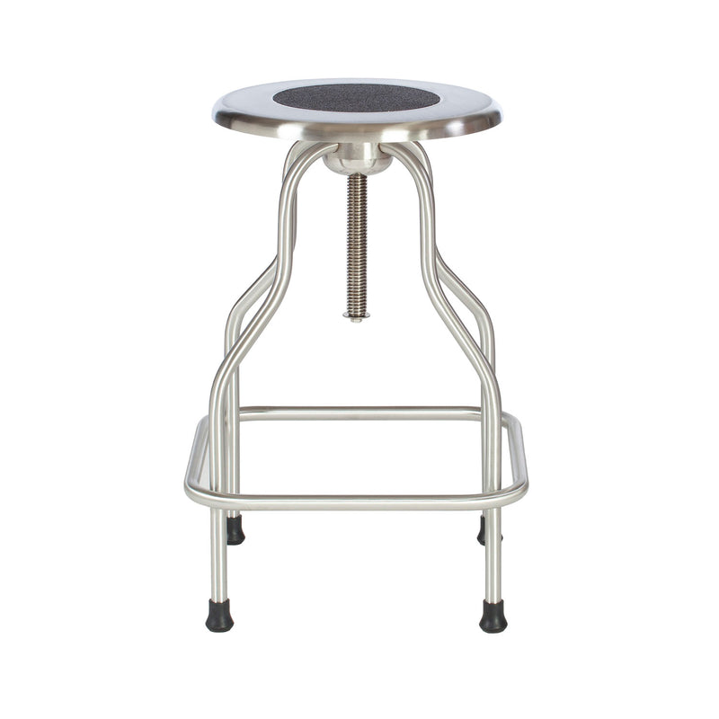 Revolving Stool, Stainless Steel with Ring Foot Rest, No Back, Seat Height 25 - 31" (DROP SHIP ONLY)"