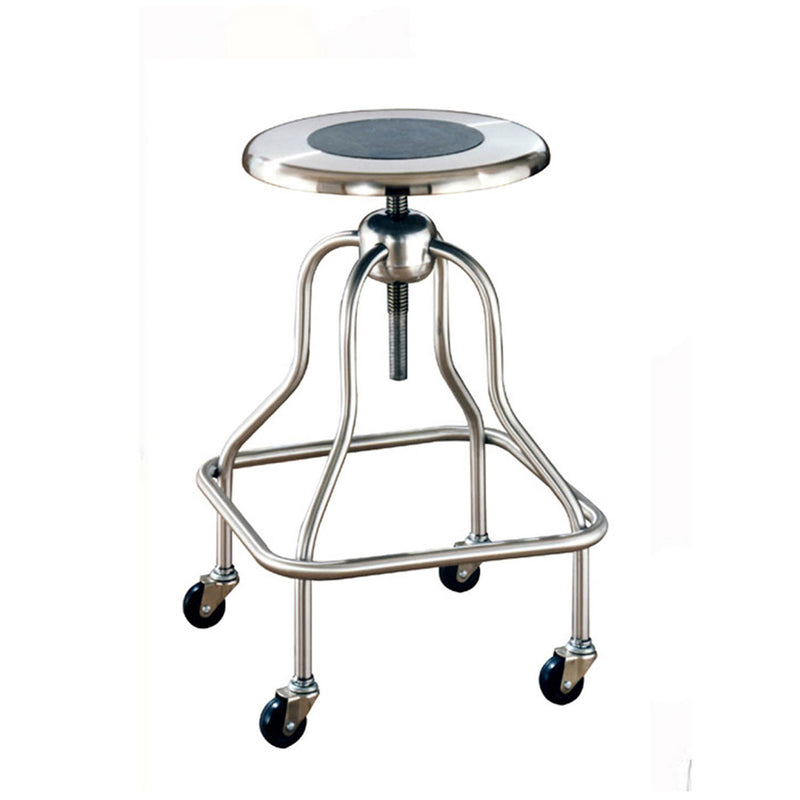 Revolving Stool, Stainless Steel with Ring Foot Rest, No Back, Seat Height 19 - 25" (DROP SHIP ONLY)"