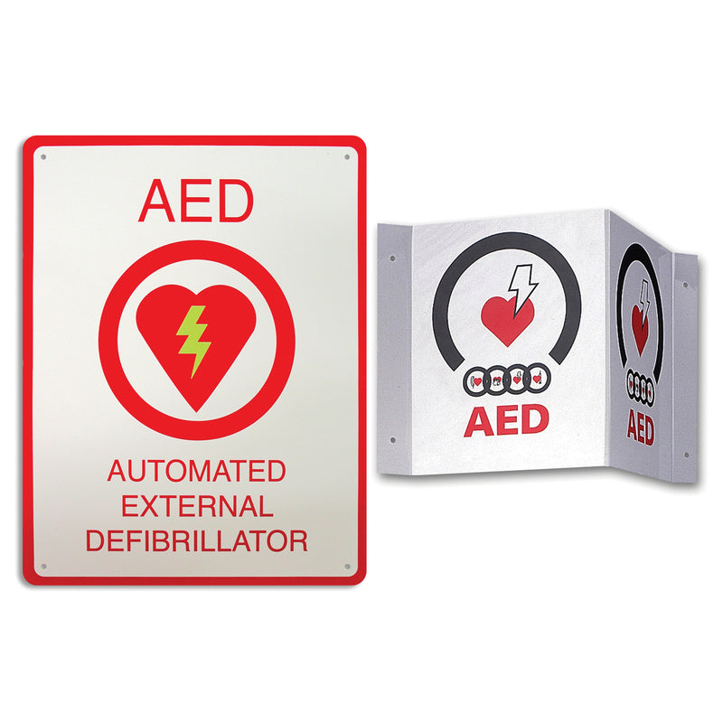 AED Wall Sign Kit, Includes: (1) Flush and (1) 3-D Wall Sign