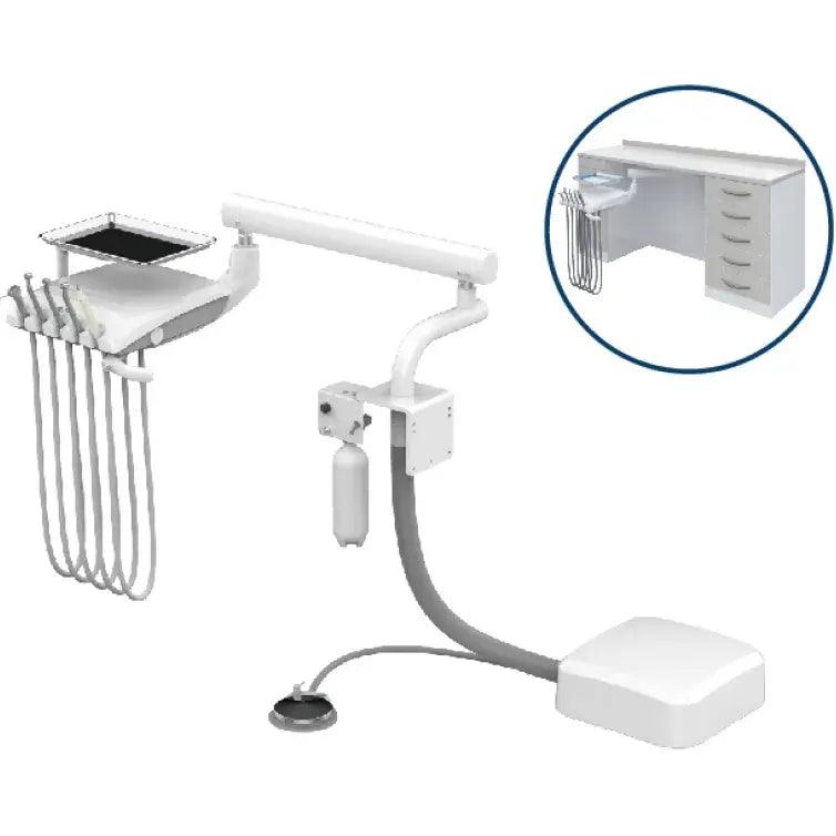 ADS Dental Beyond Cabinet Wall Side Mount Doctor's Delivery System with dental tools and mounted components.