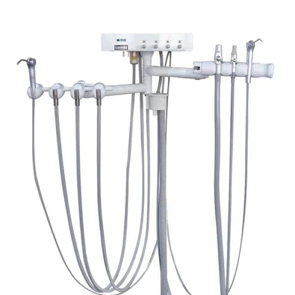 ADS Dental delivery system with rear left/right swing cabinet mount, shown in a close-up view of the delivery system components.