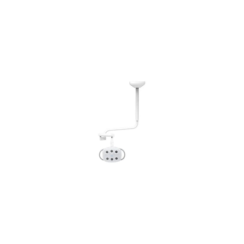 ADS Ceilin Mount Amber II LED Dental Light in operatory setting, showcasing adjustable ceiling-mounted dental illumination